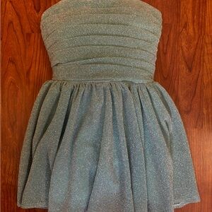 Sky Blue Strapless Ruched Mini Dress for Homecoming/ Cocktail